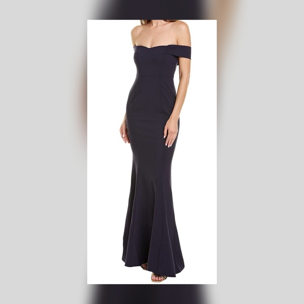 *NWT* Likely Navy Blue off the shoulder, floor length gown size 0